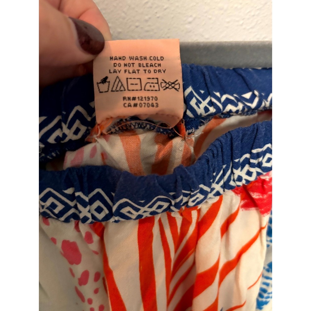 Flying Tomato Maxi Dress Womens L Multi Tropical Leaf High Low Off the Shoulder - Picture 5 of 6